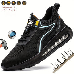 Men's Steel Toe Work Safety Shoes Breathable Knitted Non Slip Puncture Proof