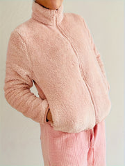 Soft Fleece Sports Jacket Mock Neck Warm Coat Women's Activewear