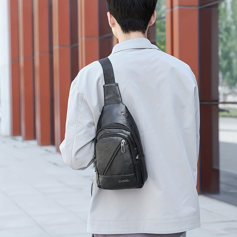 Vintage Layer Chest Bag Retro PU Crossbody Bag Sling Bag