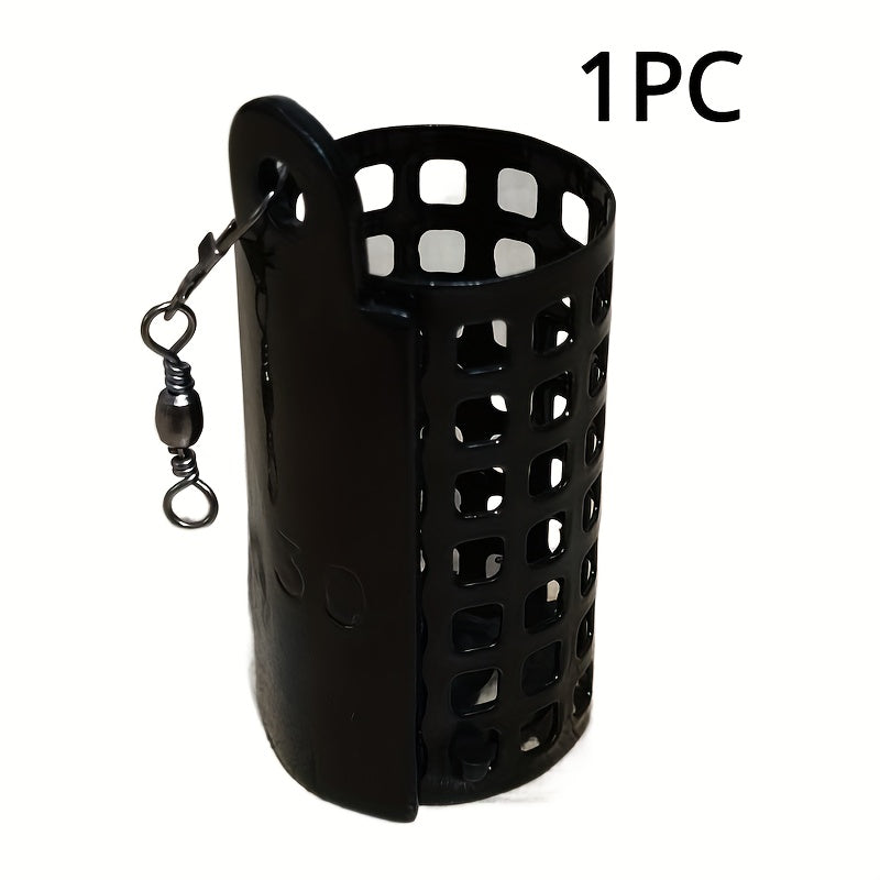 Metal Fishing Feeder With Swivel Snap Ring Bait Cage