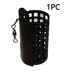 Metal Fishing Feeder With Swivel Snap Ring Bait Cage