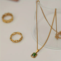 Green Pendant Necklace for Party Jewelry Holiday Birthday