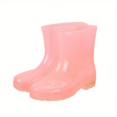 Women's Solid Rain Boots Anti slip Waterproof PVC Calf Boots