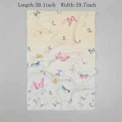 Butterfly Print Scarf Gradient Thin Shawl Windproof Head Wrap