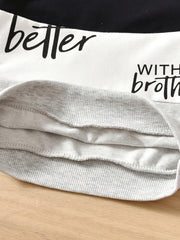 Boys Casual Block Pullover Sweatshirt With Brother Print