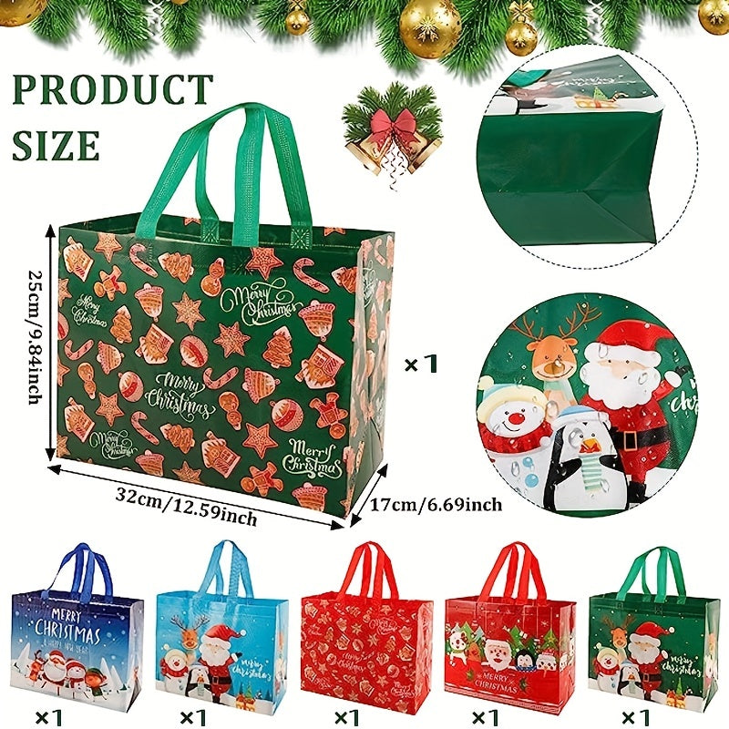Reusable Christmas Tote Bags Large Non-woven Gift Wrap Bags