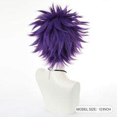 Men's Purple Anime Cosplay Wig Short Hair Costume Halloween Xmas Synthetic
