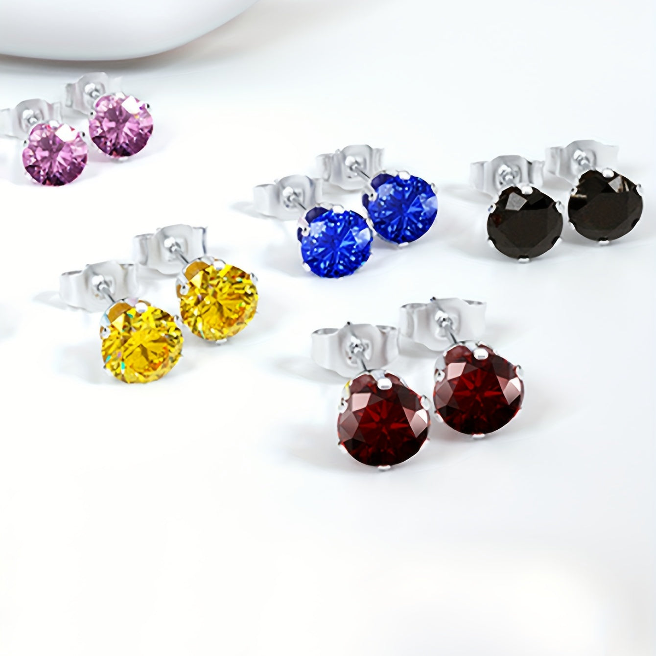 Summer Style CZ Decor Stud Earrings Set, Holiday Birthday Party Gift