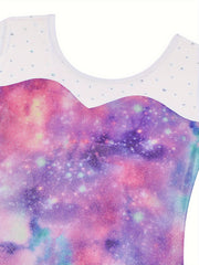Girls Sequin Long Sleeve Starry Sky Leotard for Ballet Dance