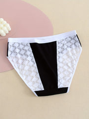 6 Pack Plus Size Seamless Colorblock Lace Briefs Set