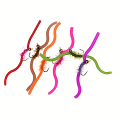 10pcs Squirmy Wormy Fly Trout Fishing Lures with Brass Bead