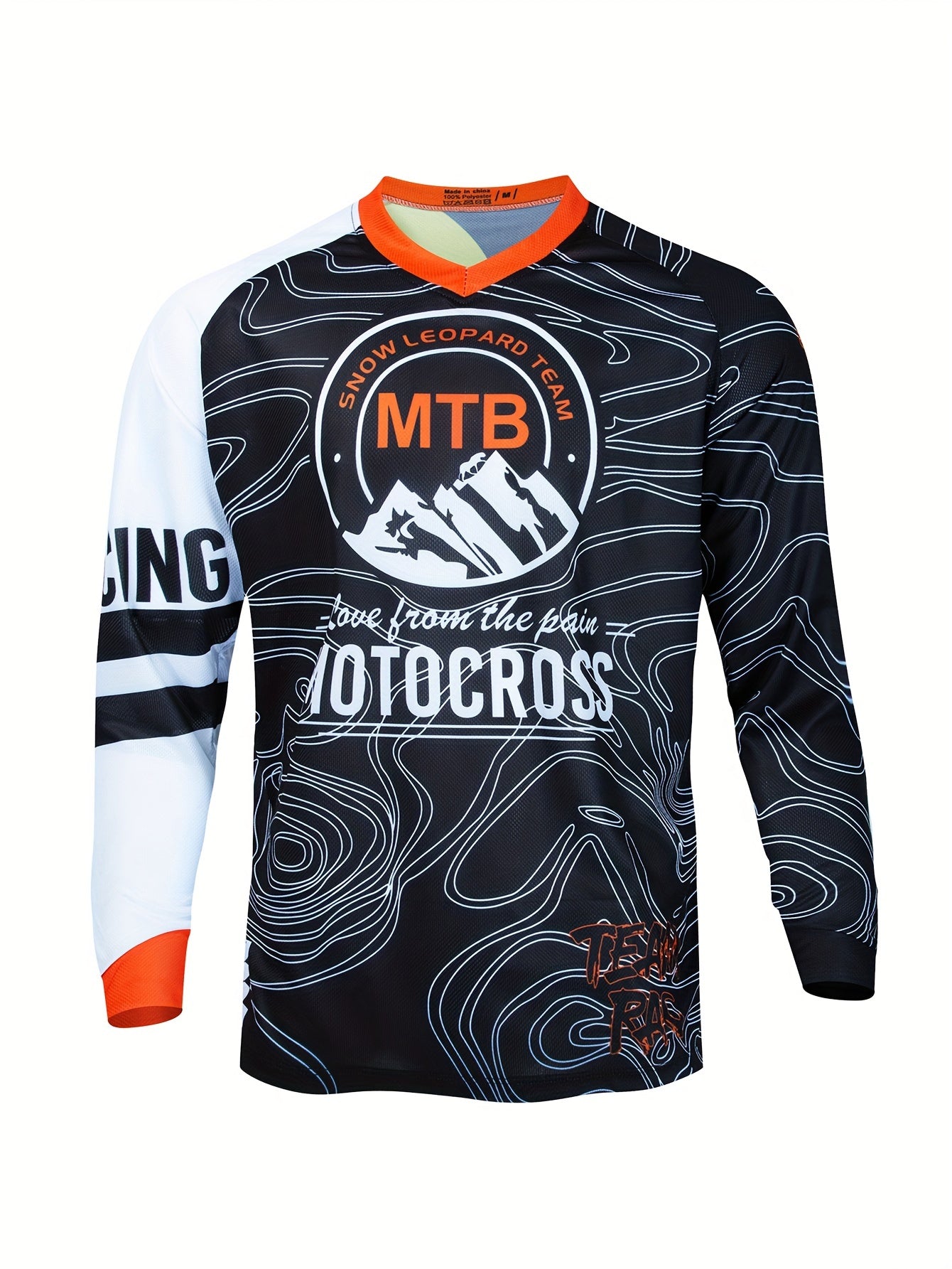 Men's Mountains Pattern Cycling Jersey Active Breathable Loose Long Sleeve Shirt