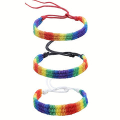 Bohemian Rainbow Hand Woven Bracelets Adjustable LGBT Pride Wristband