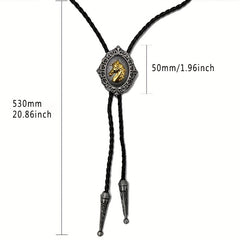 Horse Head Metal Collar Rope Necklace Vintage Western Cowboy Shirt Accessory