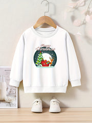 Reindeer Snow Graphic Crew Neck Sweatshirt Kids Christmas Gift