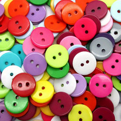 100pcs 2 Holes Round 9mm Quilted Craft Plastic Buttons Random