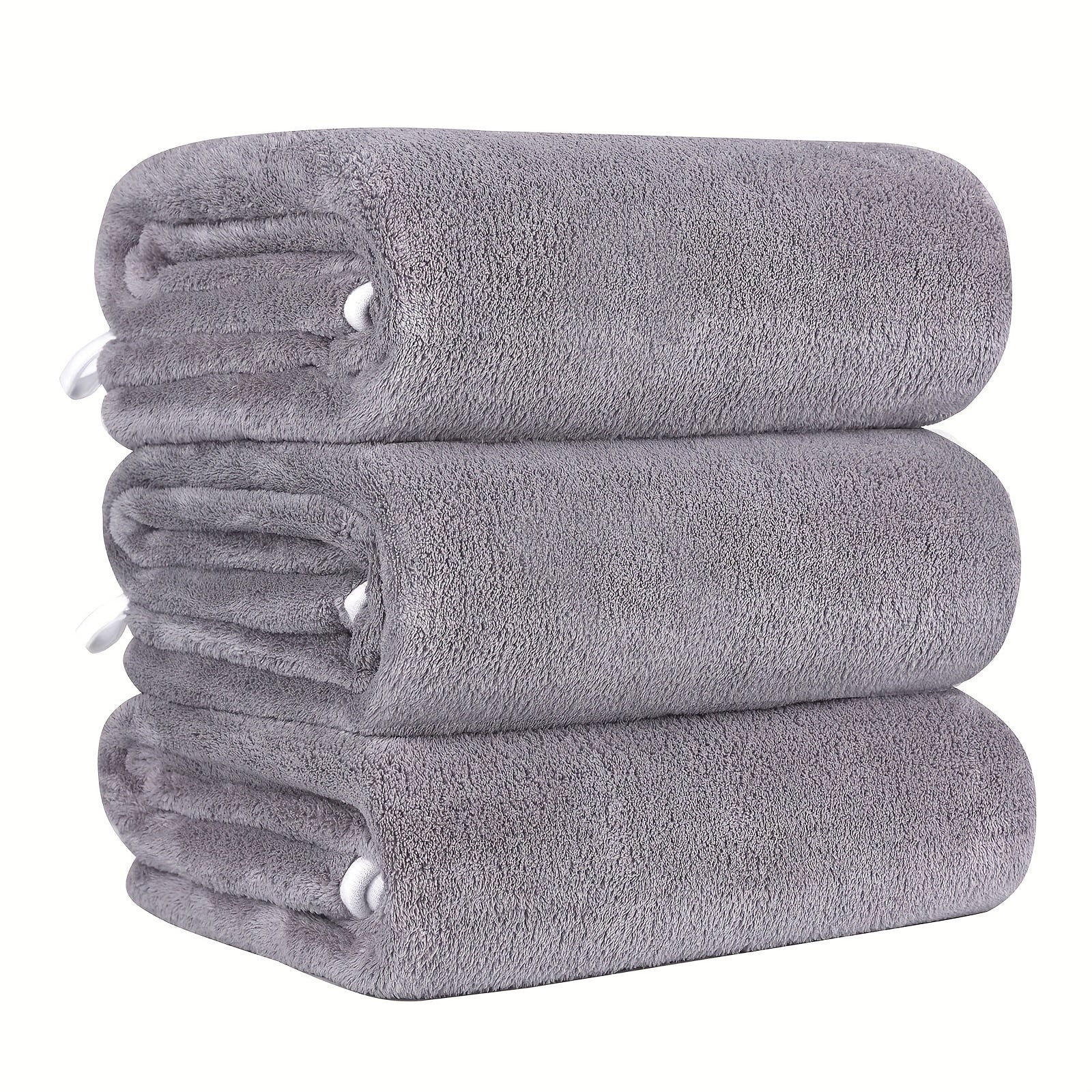 3pcs Microfiber Bath Towels 70 X 140cm Portable Absorbent & Quick Drying