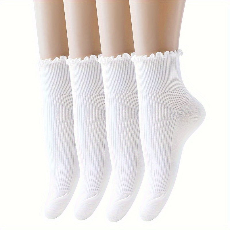 6 Pairs Teen Girl's Soft Crew Socks for Outdoor Wear