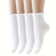6 Pairs Teen Girl's Soft Crew Socks for Outdoor Wear