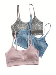 3pcs Floral Seamless Padded Cami Bra Set