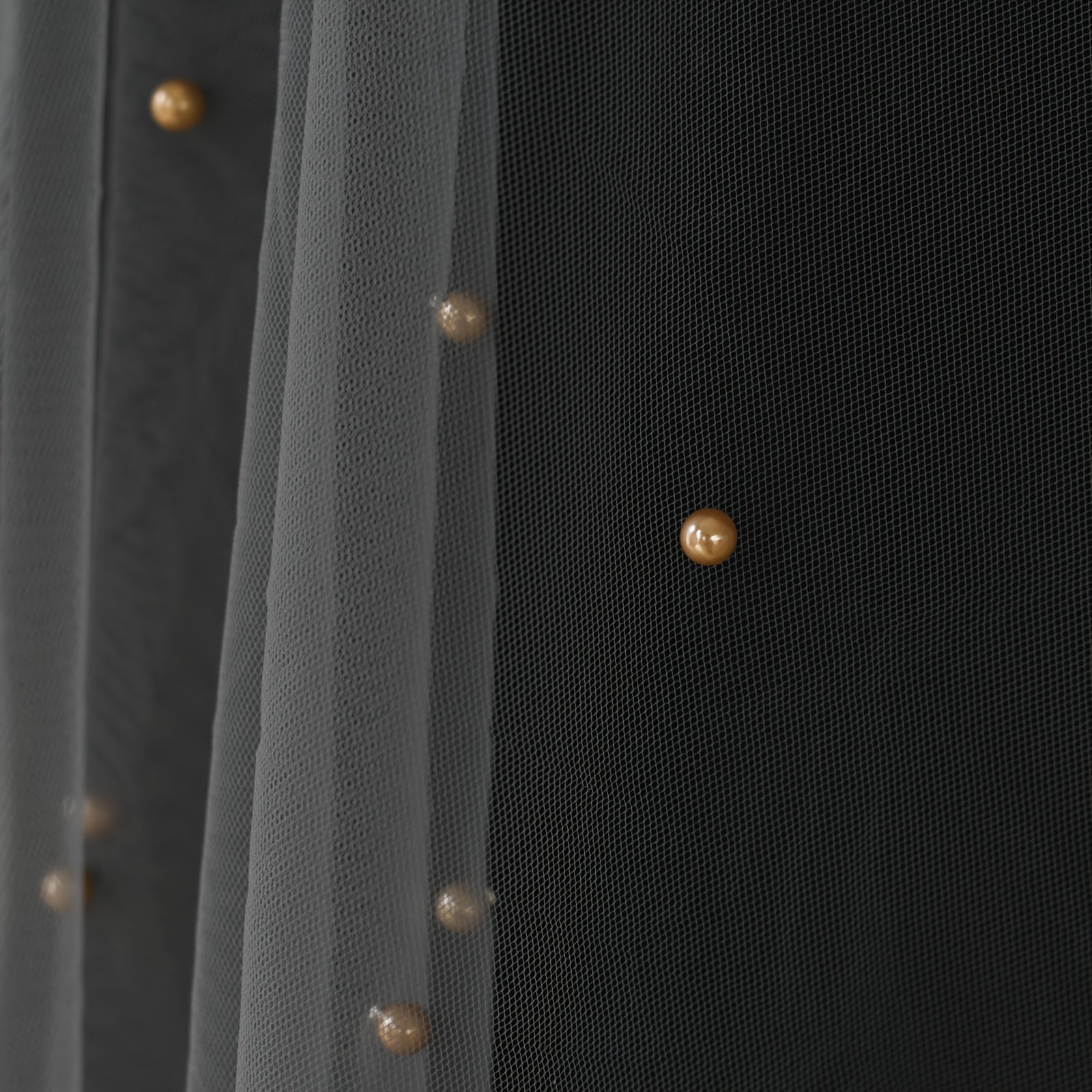 Mid Length Smoky Gray Wedding Veil with Golden Embellishments