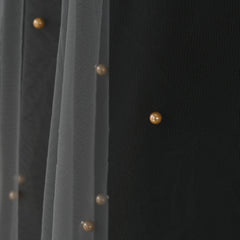 Mid Length Smoky Gray Wedding Veil with Golden Embellishments