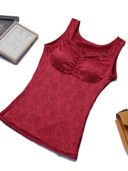 Lace Stitching Thermal Underwear Sleeveless Slim Fit Top