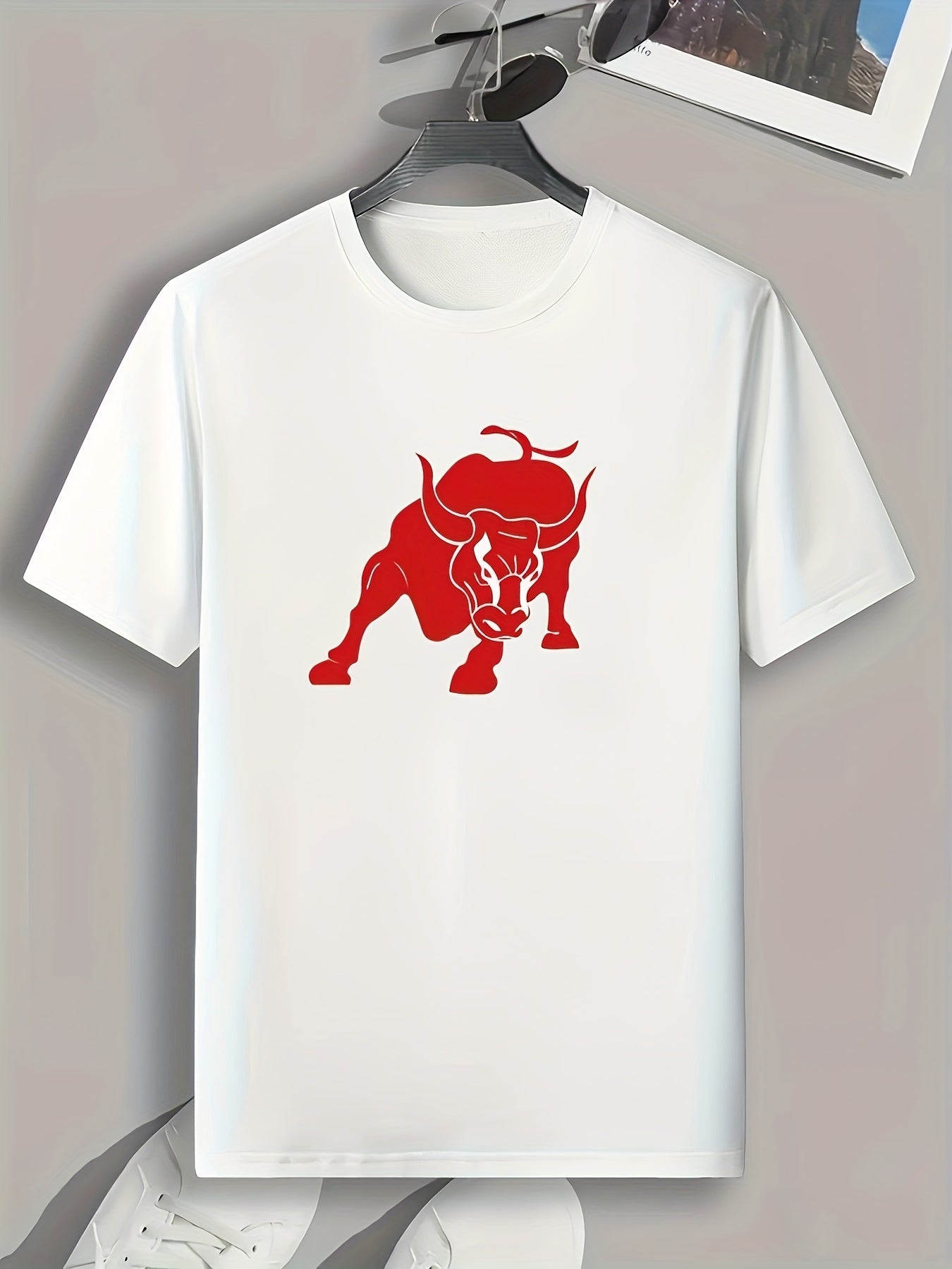 Ox Pattern Print Men's Comfy Sports T-Shirt
