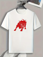 Ox Pattern Print Men's Comfy Sports T-Shirt