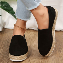 Women's Platform Espadrille Loafers Slip On Casual Flat Shoes