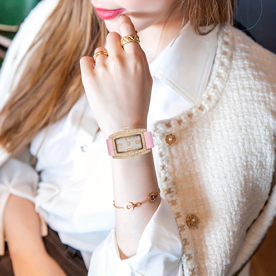 Pink Zinc Alloy Quartz Watch