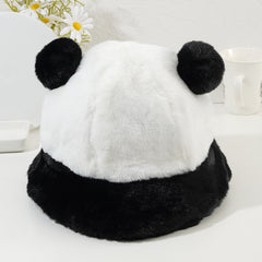 Panda Fisherman Hat Winter Plush Ear Protection Bucket Hat Warm Hat