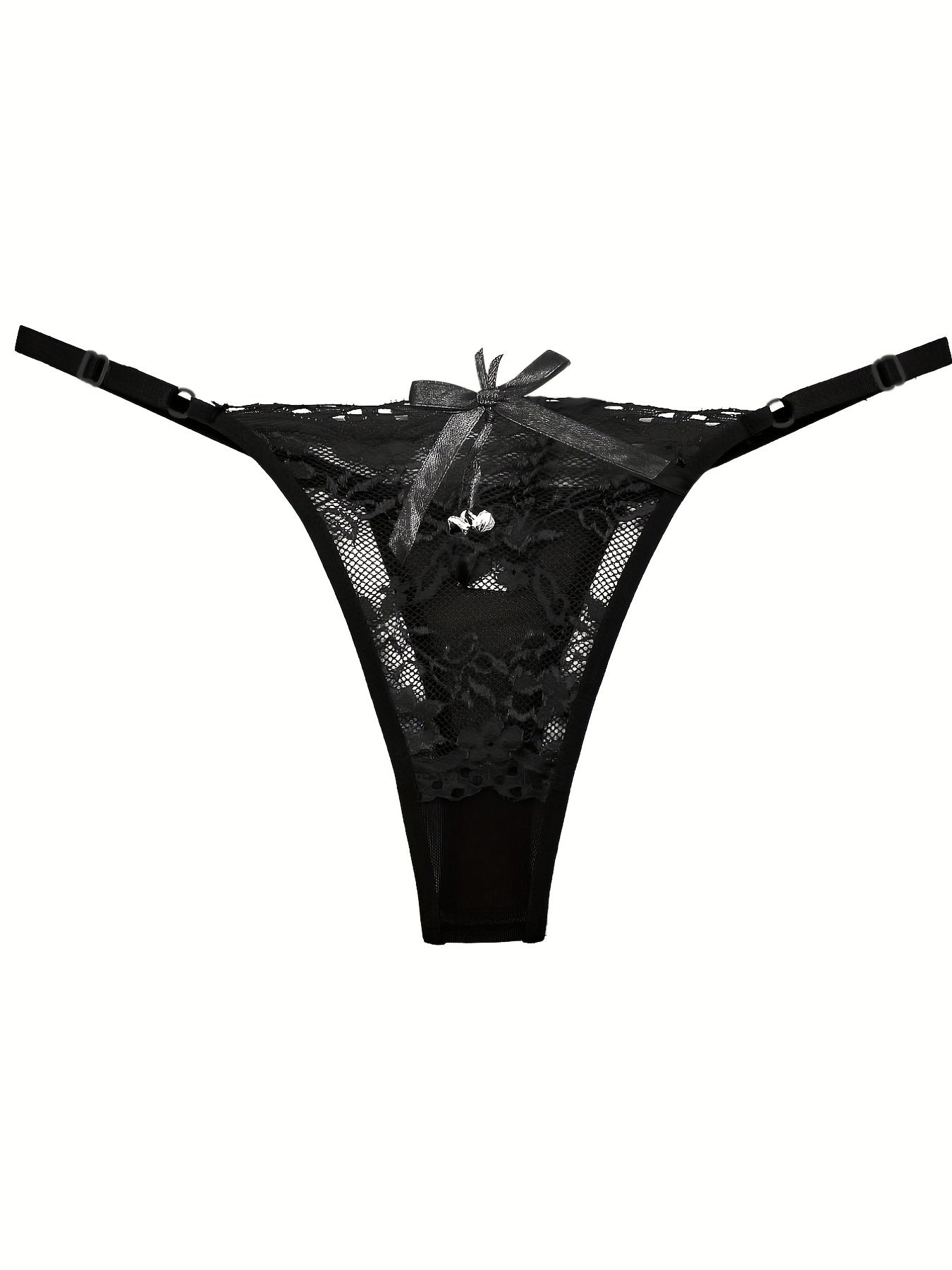 Floral Lace Thongs Bell Decor Panties
