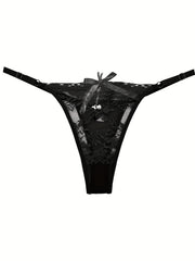 Floral Lace Thongs Bell Decor Panties