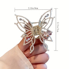 Butterfly Hair Clip Pearl Rhinestone Hairpin