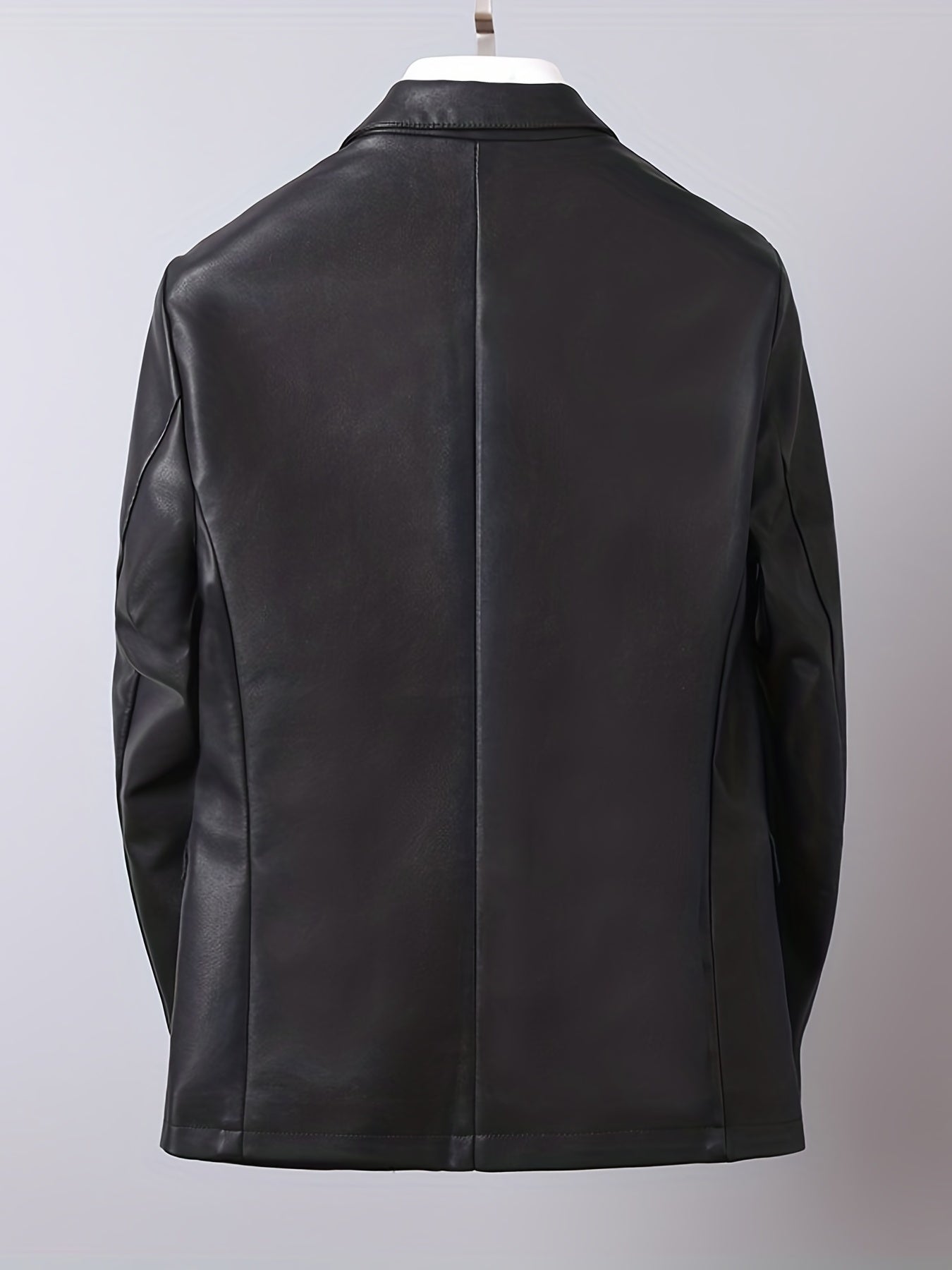 PU Blazer Jacket: Men's Casual Button Up Leather Jacket