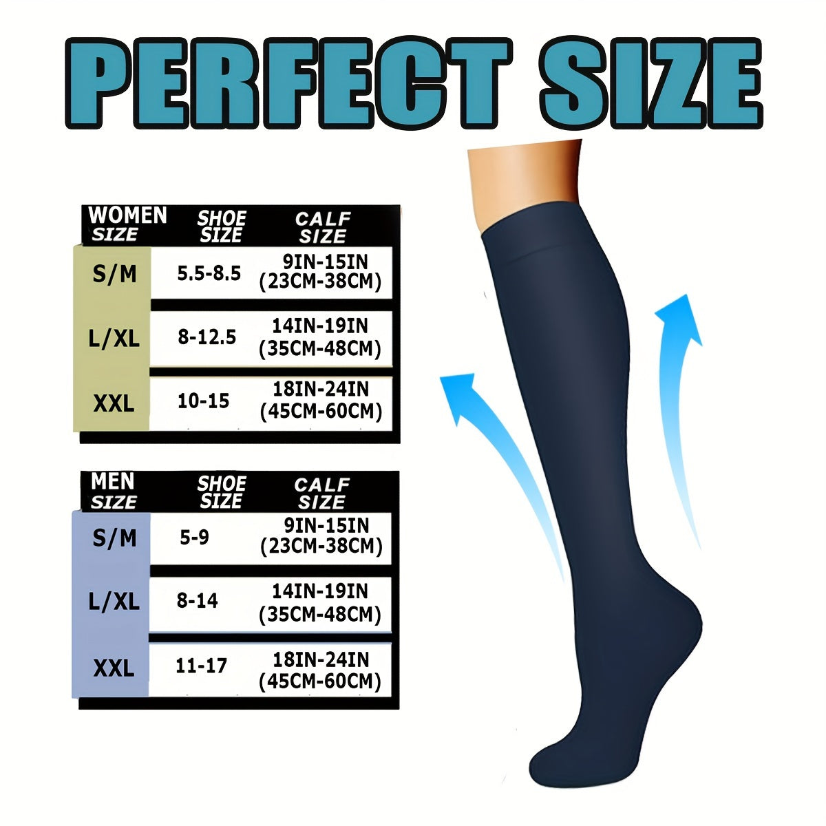 Copper Compression Socks For Women & Men 15-20mmHg Knee High