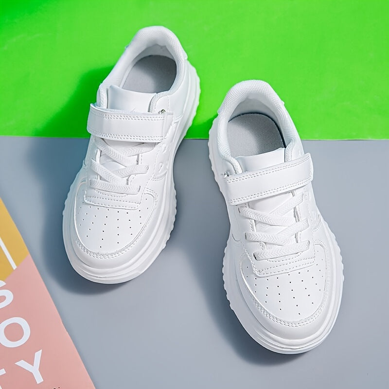 Girl's Solid Skate Shoes Comfy Non Slip Casual Soft Sole Sneakers For Kids