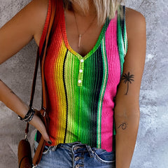 Floral Print V Neck Tank Top Casual Sleeveless Tank Top