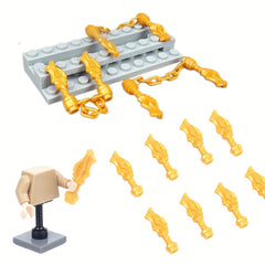 6pcs Small Particle Weapon Master Dragon Head Chain Figure Handle Assembly Toy