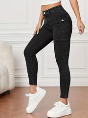 Cargo Denim Pants Skinny Jeans High Stretch