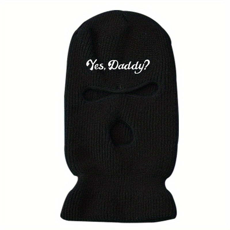 Embroidered Letters Ski Mask Balaclava Beanies Hats For Women And Men