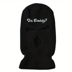 Embroidered Letters Ski Mask Balaclava Beanies Hats For Women And Men