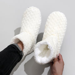 Wave Pattern Slipper Boots Soft Plush Cozy House Slippers