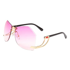 Oversized Rimless Wrap Around Sunglasses