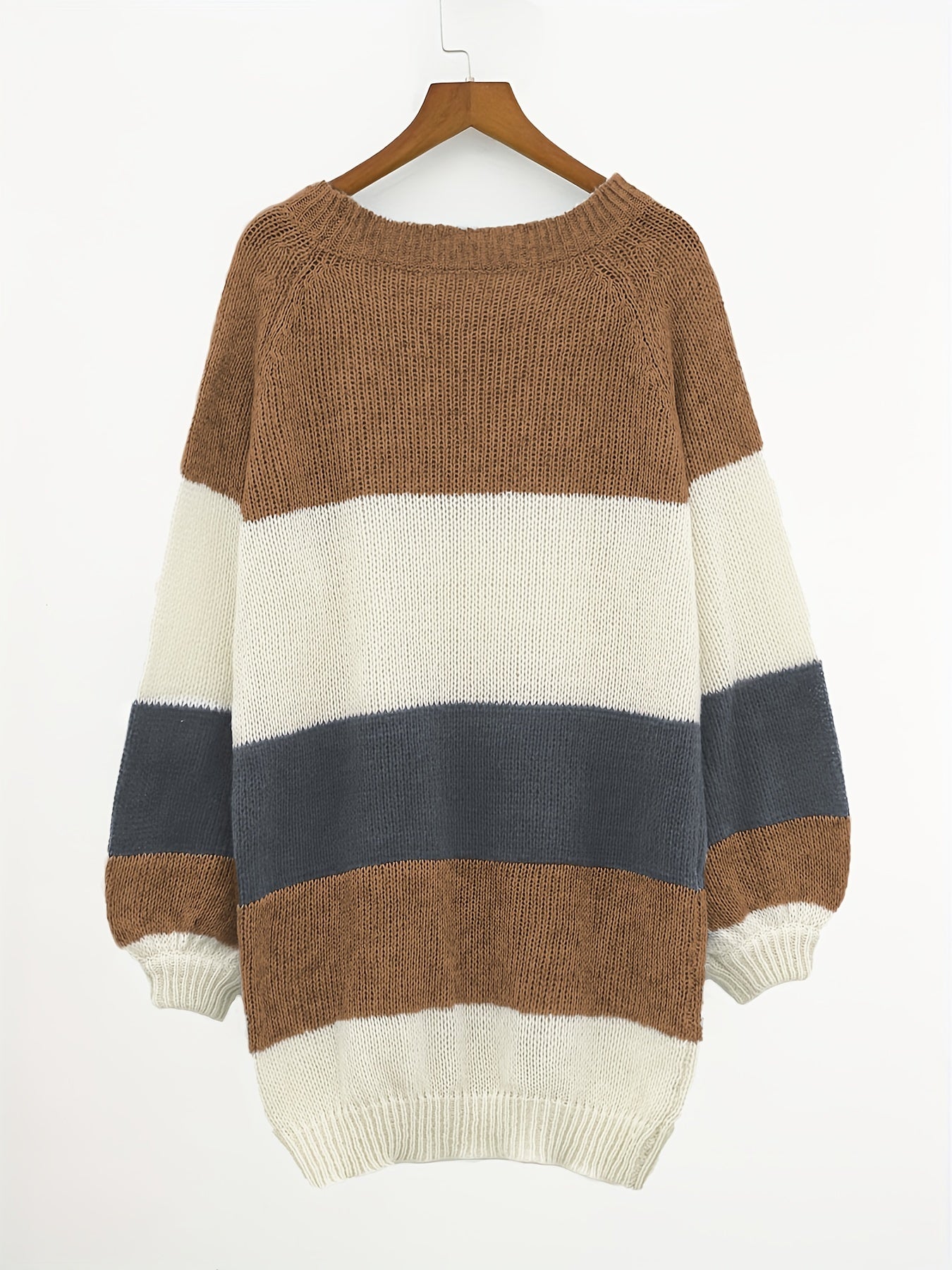 Colorblock Lantern Sleeve Sweater