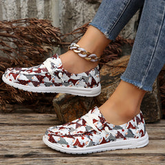 Santa Claus Pattern Flat Walking Shoes Casual Low Top Sneakers