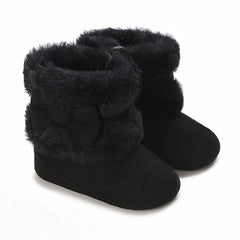 Bowknot Comfortable Baby Girls Fleece Boots for Indoor Walking