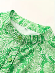 Paisley Floral Print Lantern Sleeve Romper