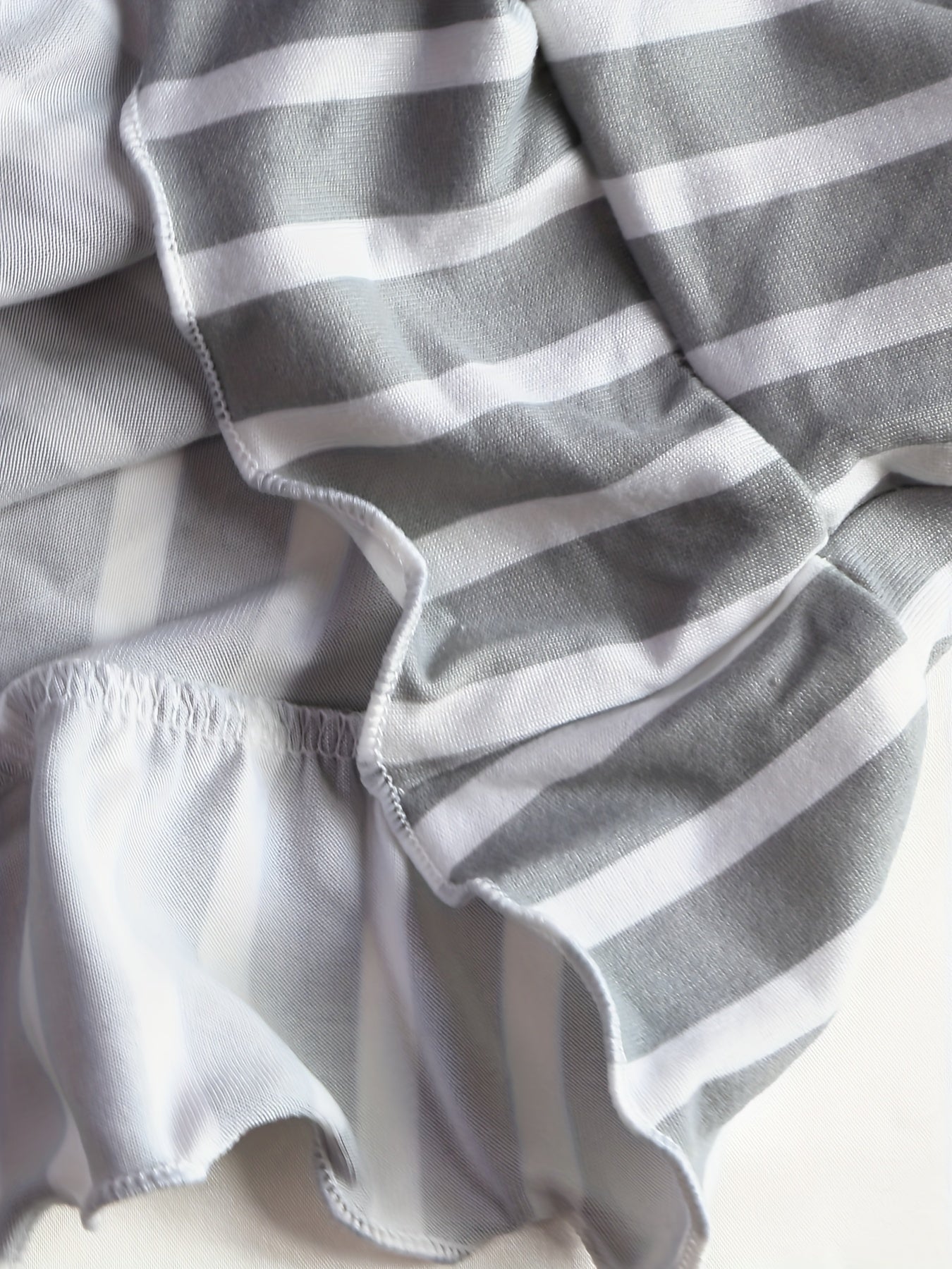 Striped Ruffle Slip Nightdress Crew Neck Spaghetti Strap Sleep Dress